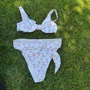Abercrombie & Fitch White and Orange Blossom Bikini